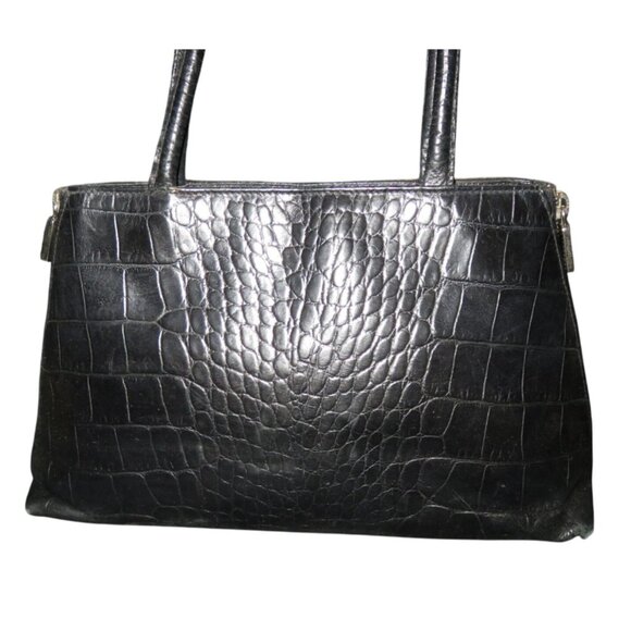 Furla Vintage black crocodile embossed Italian leather double handle bag - Picture 2 of 14